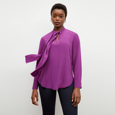 M.m.lafleur The Darcy Top - Washable Silk In Purple Jasper