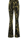 Ambush Graphic Printed Slit Flared Pants In Yellow