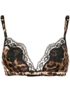 Dolce & Gabbana Leopard-print Silk-blend Triangle Bra In Multicolour