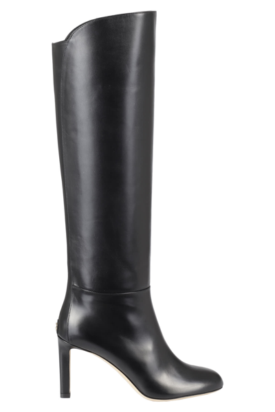 Jimmy Choo Alizze 85 Leather Knee-high Boots In Black