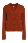 Vince Shrunken Button Cashmere Cardigan In Orange