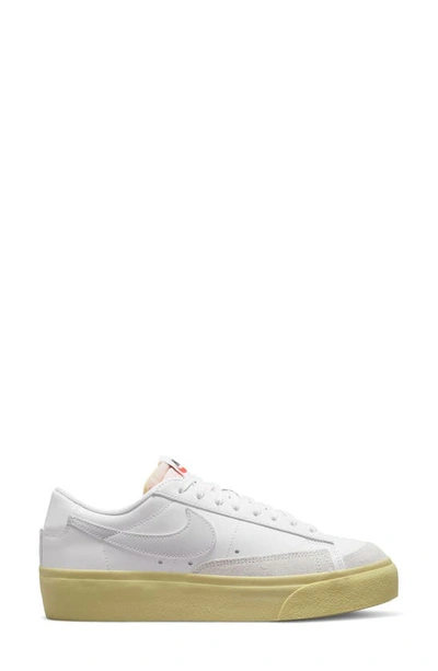 Nike Women's Blazer Low Platform Shoes In White/lemon Wash/black/white