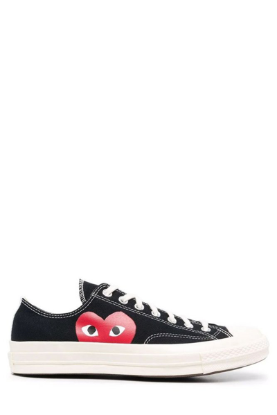 Comme Des Garçons Play Lace-up Sneakers In Black