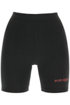 Sporty And Rich Disco Logo-print Stretch-cotton Jersey Shorts In Black