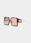 DIOR OVERSIZED SQUARE ACETATE/METAL SUNGLASSES