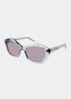 Saint Laurent Irregular Acetate Sunglasses In 011 Grey