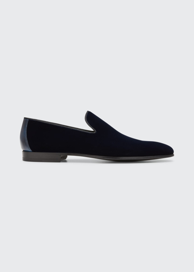 Magnanni Men's Jareth Velvet Venetian Loafers In Navy