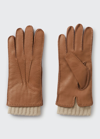 Loro Piana Men's Guanto Leather Gloves In H027 Very Dark Br