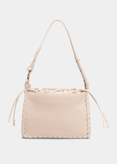 Chloé Mate Drawstring Woven Leather Shoulder Bag In Nude