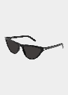 Saint Laurent Slim Logo Acetate Cat-eye Sunglasses In 001 Black