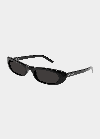 Saint Laurent Slim Oval Acetate Sunglasses In 001 Black