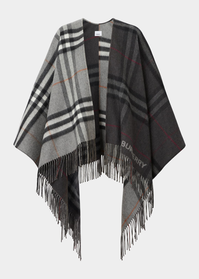 BURBERRY GIANT CHECK LOGO CASHMERE-BLEND CAPE