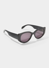 Alexander Mcqueen Graffiti Round Acetate Sunglasses In Solid Fuchsia