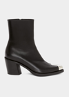 ALEXANDER MCQUEEN BOXCAR CALFSKIN CAP-TOE ANKLE BOOTIES