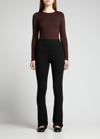 Majestic Soft Touch Flat-edge Long-sleeve Crewneck Top In Aubergine