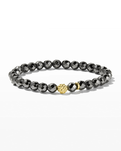 Lagos Caviar Icon Hematite Bracelet With 18k Gold Caviar Station