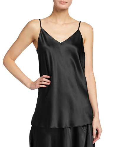 Lafayette 148 Eva Luxe Charmeuse Bias Tank In Black