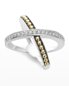 Lagos 18k Gold And Sterling Silver X Ring With Diamonds In Diamond