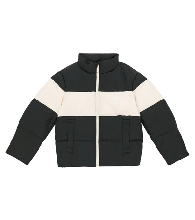 Emporio Armani Kids' Logo Padded Cotton-blend Jacket In Navy