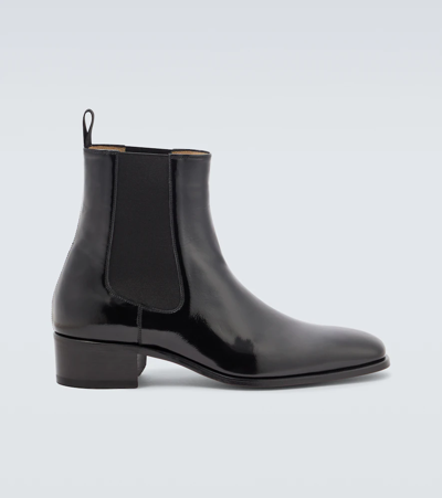 Tom Ford Patent Leather Chelsea Boots In Black