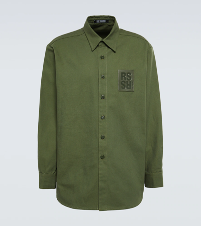 Raf Simons Oversized Logo-patch Cotton Shirt In Green