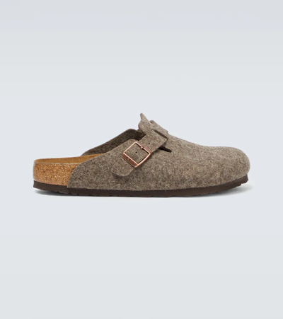 Birkenstock Boston Felted Slippers In Cacao