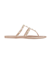 Valentino Garavani Rockstud T-strap Flat Slide Sandals In P45 Poudre