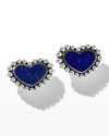 Lagos Sterling Silver Maya Lapis Heart Stud Earrings In Blue