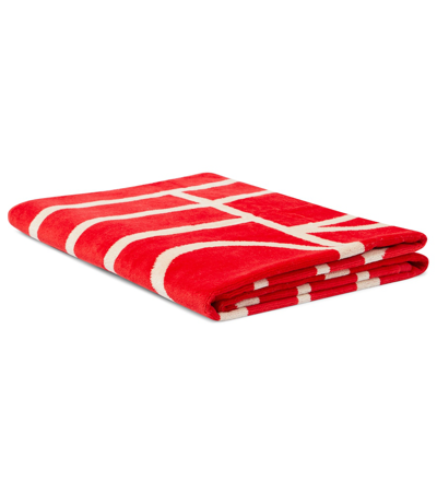 Totême Monogram Cotton Jacquard Beach Towel In Red/sand