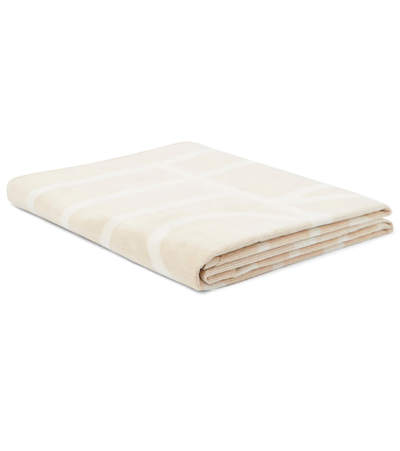 Totême Monogram Cotton Jacquard Beach Towel In Sand/ivory