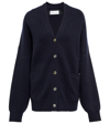 Extreme Cashmere Tokyo Cashmere Drop Shoulder Ribbed Cardigan In Navy