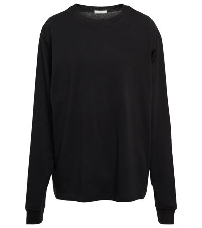 The Row Ciles Organic Cotton-jersey Long-sleeved T-shirt In Black
