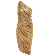 Norma Kamali Diana One-shoulder Shirred Lame Dress In Gold