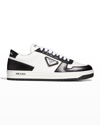 Prada Downtown Sneaker Aus Perforiertem Leder In Bianco Nero