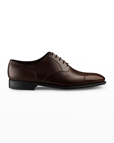 John Lobb Hartland Classic Leather Oxfords In Dark Brown