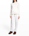 Lafayette 148 Metallic Trim Cashmere Turtleneck Sweater In Cloud