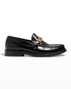 MOSCHINO MEN'S COLLEGE METAL LOGO LEATHER LOAFERS