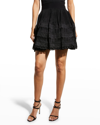 Alaïa Woman High Waist Black Fluid Short Skirt In Noir Alaia