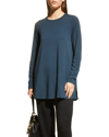 Eileen Fisher Drop-shoulder Crewneck Terry Tunic In Deep Adriatic