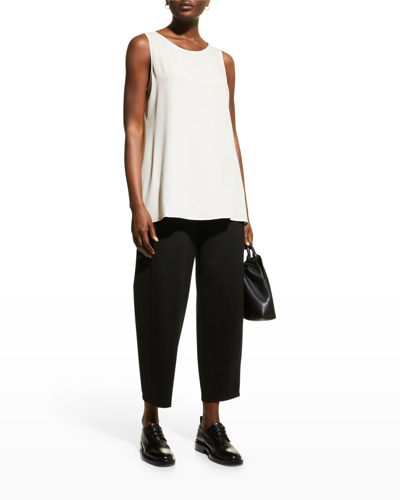 Eileen Fisher Pleated Ponte Lantern Ankle Pants In Black