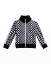 Palm Angels Checkerboard Logo-print Woven Track Jacket 4-12 Years In White Black