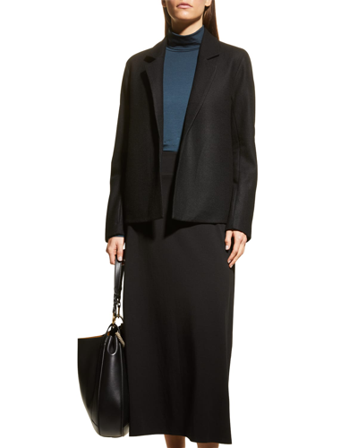 Eileen Fisher Petite Open-front Wool Blazer In Black