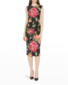 Dolce & Gabbana Floral-print Silk-blend Crepe De Chine Midi Dress In Blkprtback