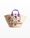 Dolce & Gabbana Neutral Kendra Embellished Straw Tote Bag In Neutrals