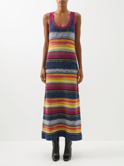 Chloé Striped Cashmere And Wool-blend Maxi Dress In Neutral