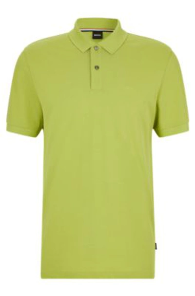 Hugo Boss Organic-cotton Polo Shirt With Embroidered Logo In Green