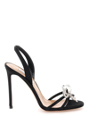 Aquazzura Babe 105 Embellished Satin Sandals In Black