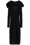 Blumarine Midi Dress In Black Knit With Eco-fur Collar In Black