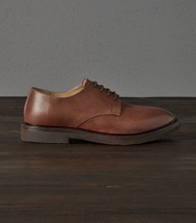 Brunello Cucinelli Leather Derby Shoes In Whiskey