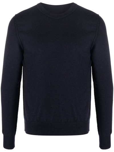 Maison Margiela Navy Blue Cashmere Solid Jumper In Blau